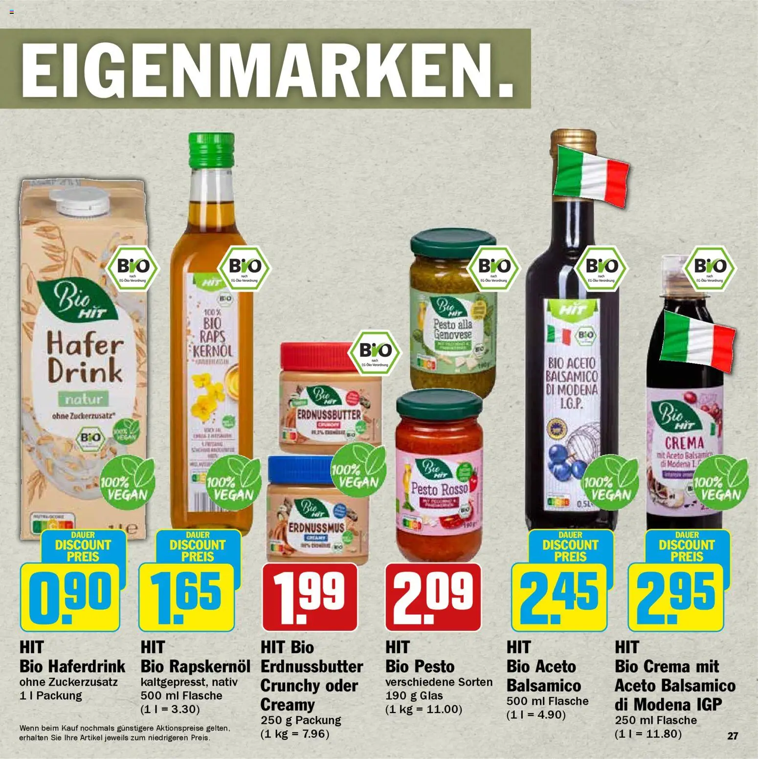 HIT - Feinkostbroschüre – gültig ab 24.11.2025 | Seite: 27 | Produkte: Balsamico, Haferdrink