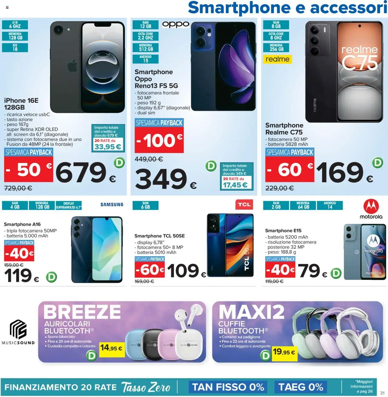 Volantino Carrefour del 07.08.2025 | Pagina: 31 | Prodotti: Auricolari, Smartphone, Batteria, Samsung