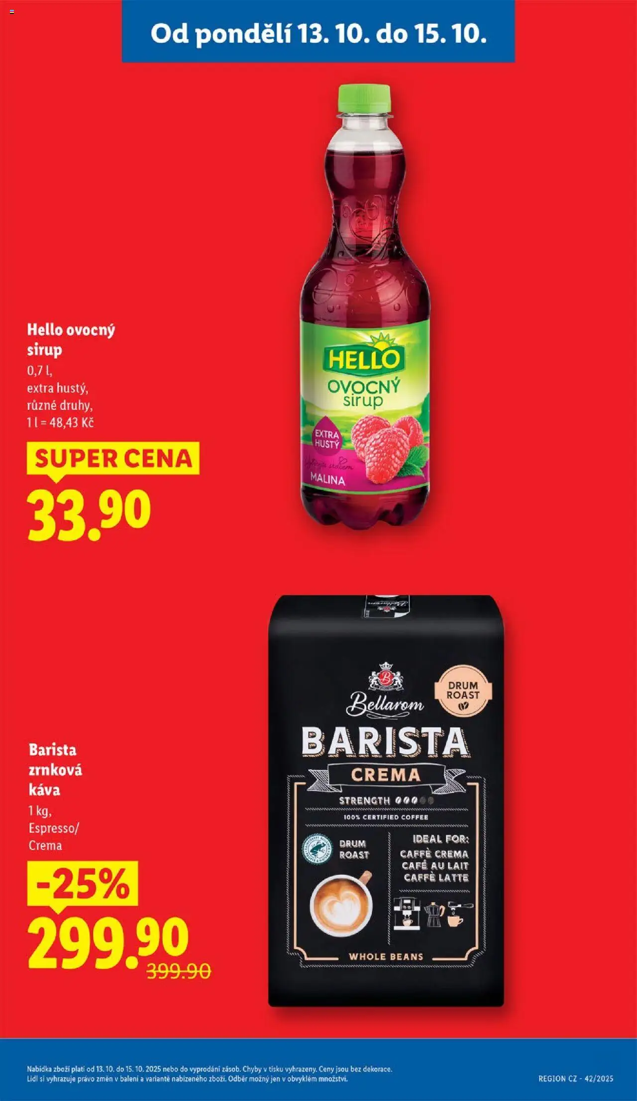 Lidl leták od 13.10.2025 | Strana: 5 | Produkty: Káva Bellarom, Káva, Sirup, Caffè crema