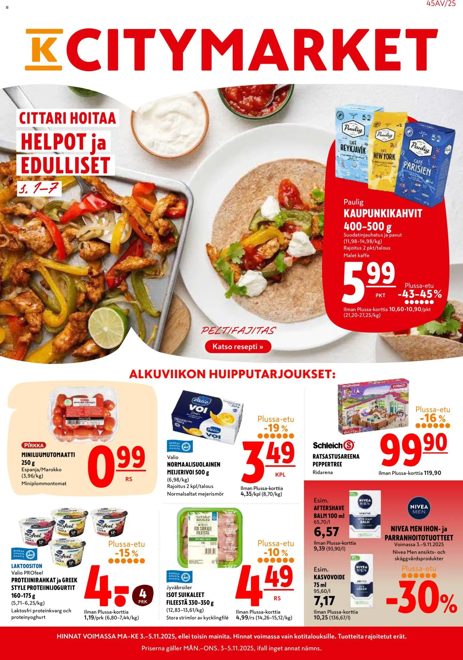 K-Citymarket tarjoukset – voimassa 03.11.2025 alkaen | Sivu: 1 | Tuotteet: Kasvovoide, Pavut