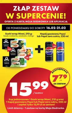 Pogląd oferty "Sushi wrap Mowi, 210 g, łosoś z wakame, awokado, mango" - ważna od 16.02.2026 | Strona: 83