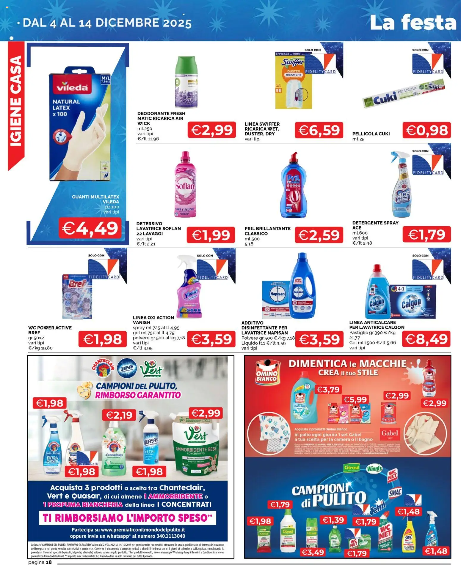 Volantino Mercatò del 04.12.2025 | Pagina: 18 | Prodotti: Deodorante, Anticalcare, Guanti, Lavatrice