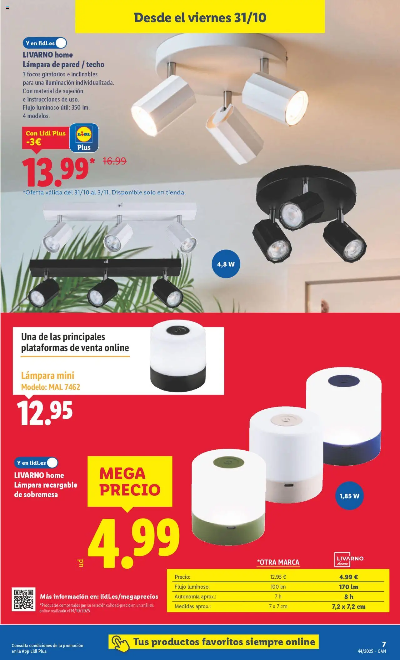 Lidl - Canarias │ válido desde el 27.10.2025 | Página: 15 | Productos: Lámpara de pared, Galette de chaise, Lámpara