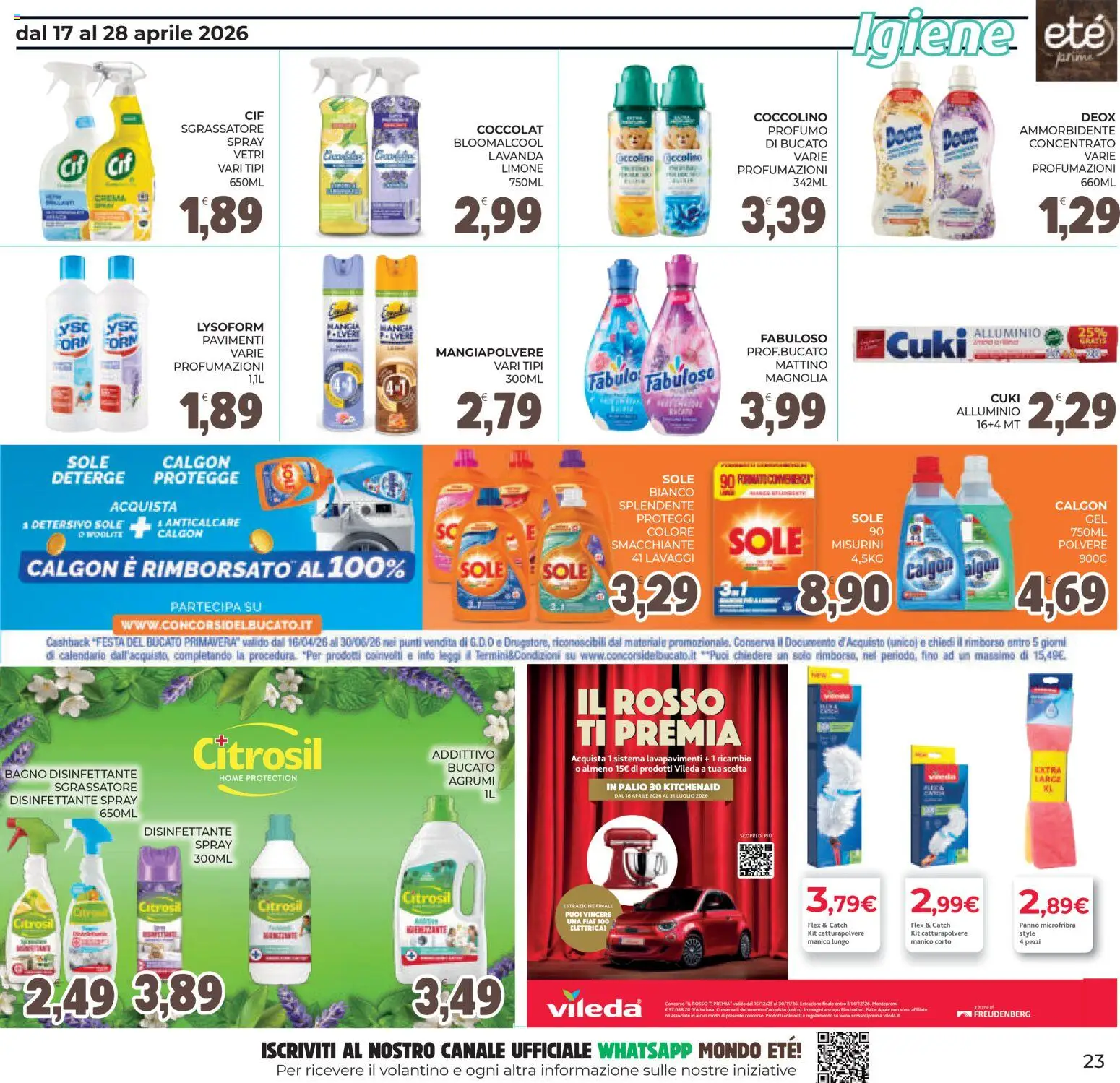 Volantino Eté del 17.04.2026 | Pagina: 23 | Prodotti: Sgrassatore, Agrumi, Alluminio, Bagno
