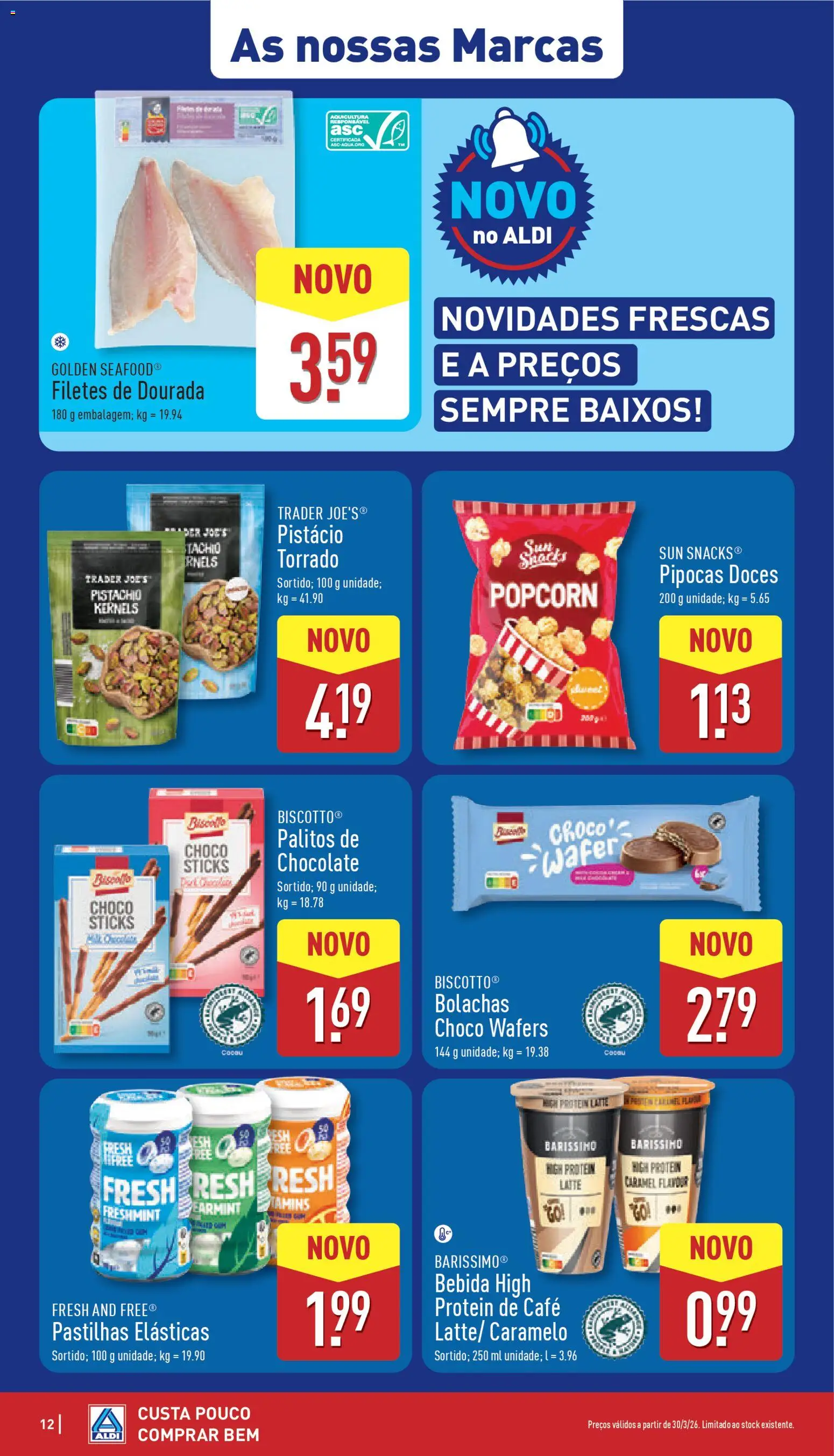 Aldi folheto │ válido de 30.03.2026 | Página: 12 | Produtos: Pipocas, Chocolate, Doces, Bebida