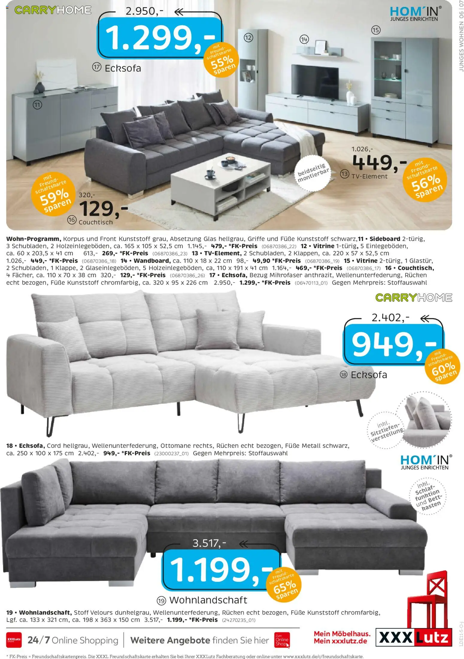 XXXL Lutz Junges Wohnen – gültig ab 26.10.2025 | Seite: 7 | Produkte: Sideboard, Wohnlandschaft, Bett, Couchtisch
