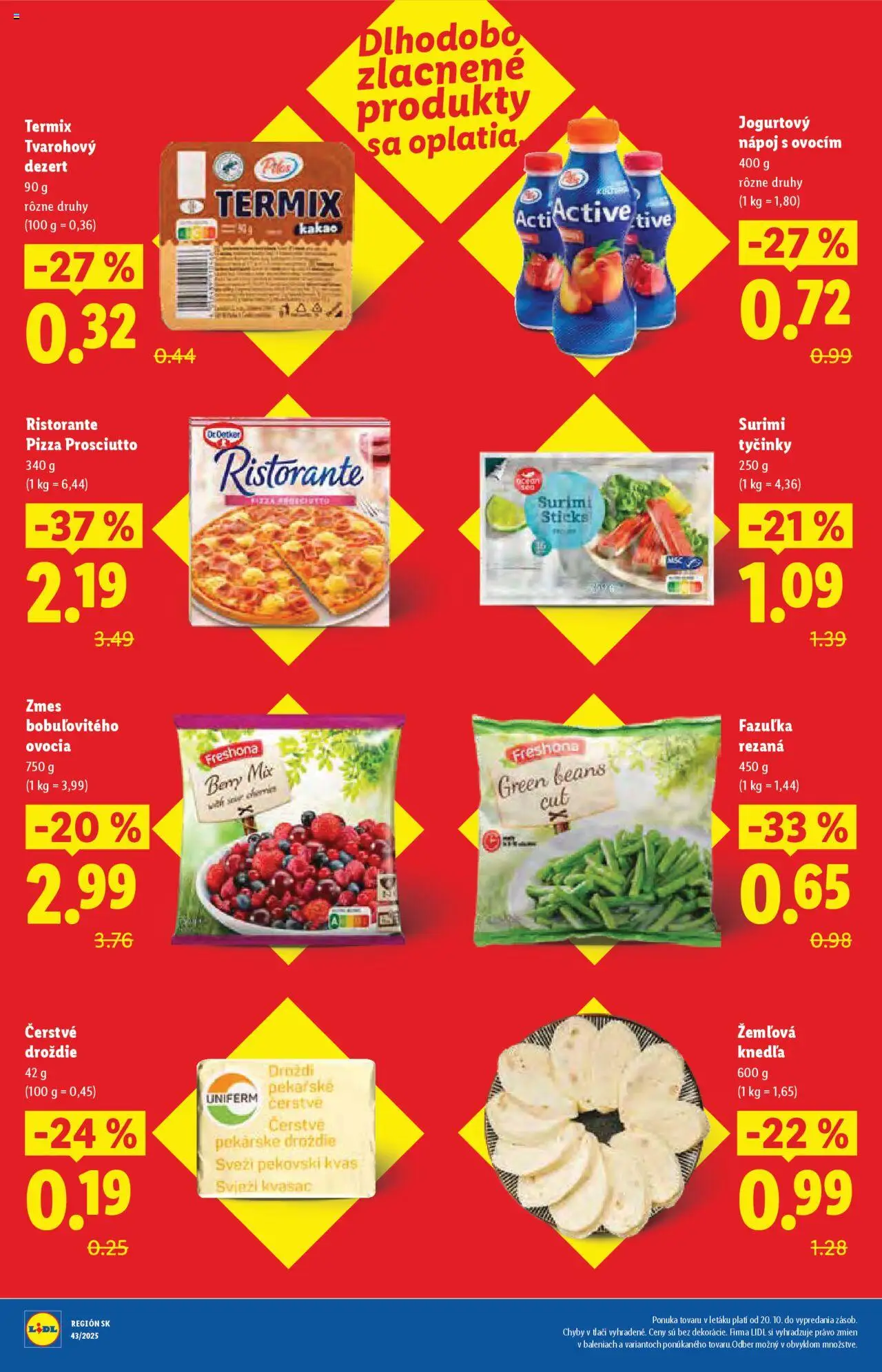 Nové Lidl akcie – leták je platný od 20.10.2025 | Strana: 4 | Produkty: Pizza, Kakao