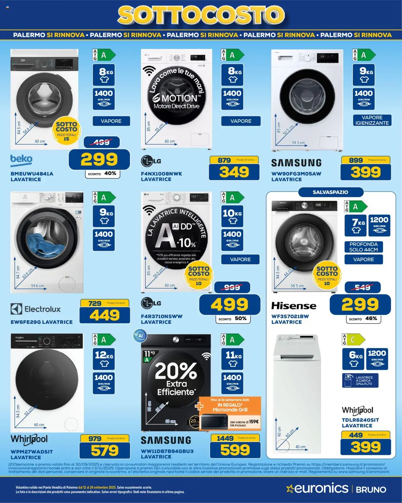 Volantino Euronics del 12.09.2025 | Pagina: 20 | Prodotti: Microonde, Lavatrice, Samsung