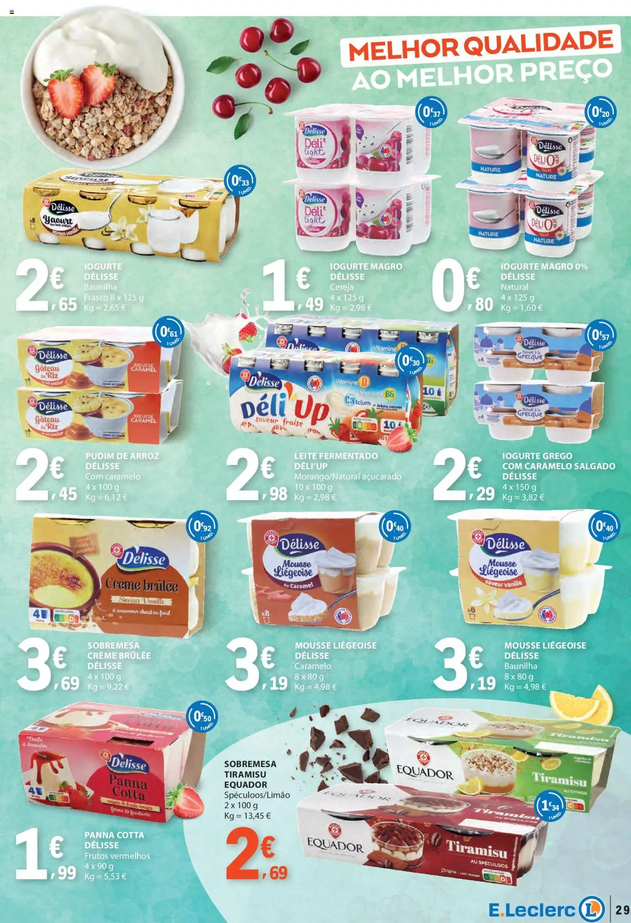 E.Leclerc folheto │ válido de 18.09.2025 | Página: 29 | Produtos: Pudim, Leite, Arroz, Creme