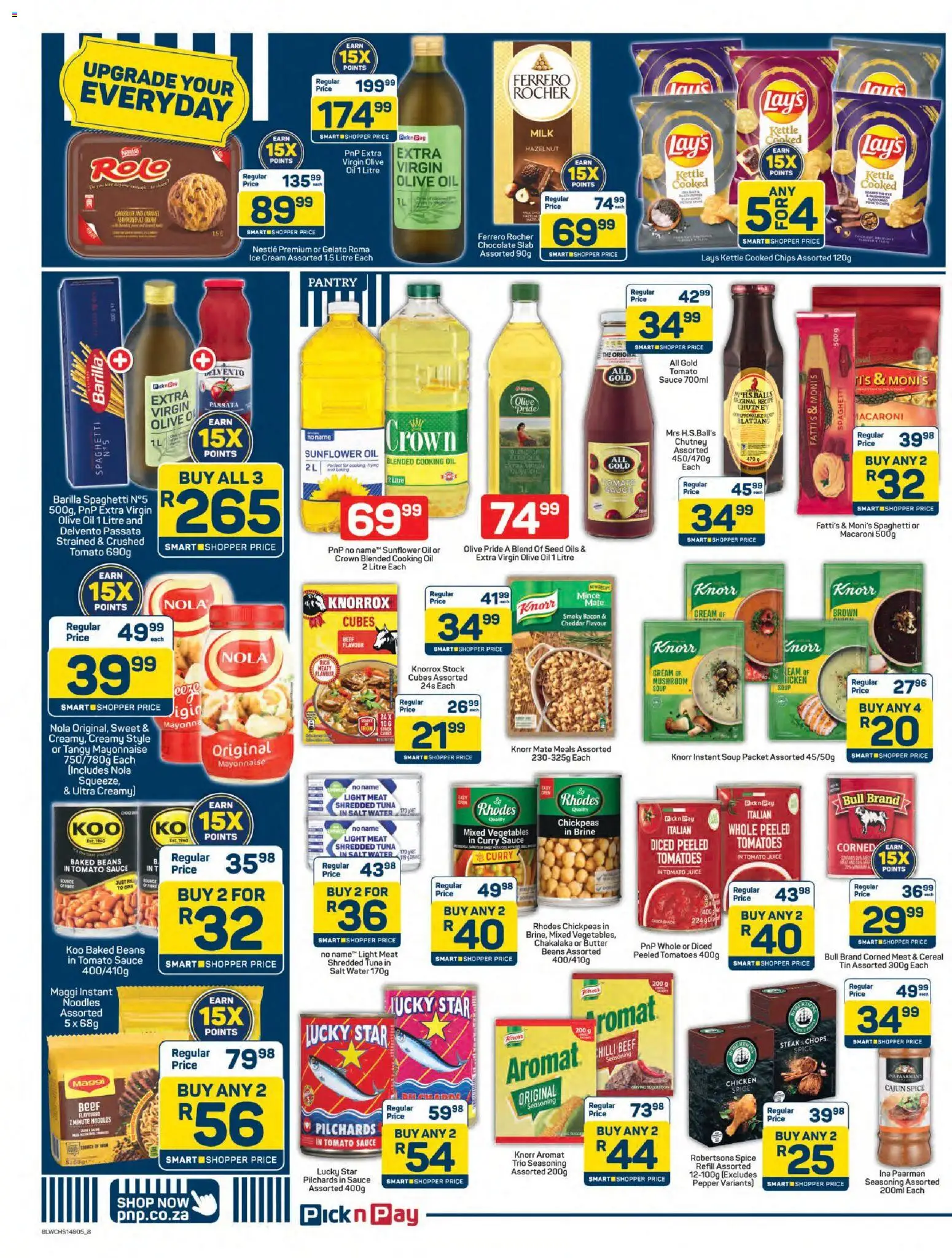 New Pick n Pay catalogue – valid from 24.04.2026 | Page: 8 | Products: Baked beans, Tomatoes, Chips, Aromat