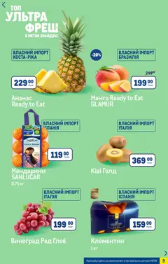Metro акції дійснийкції з 03.12.2025 | Сторінка: 9 | Товари: Ананас, Мандарини, Манго, Виноград