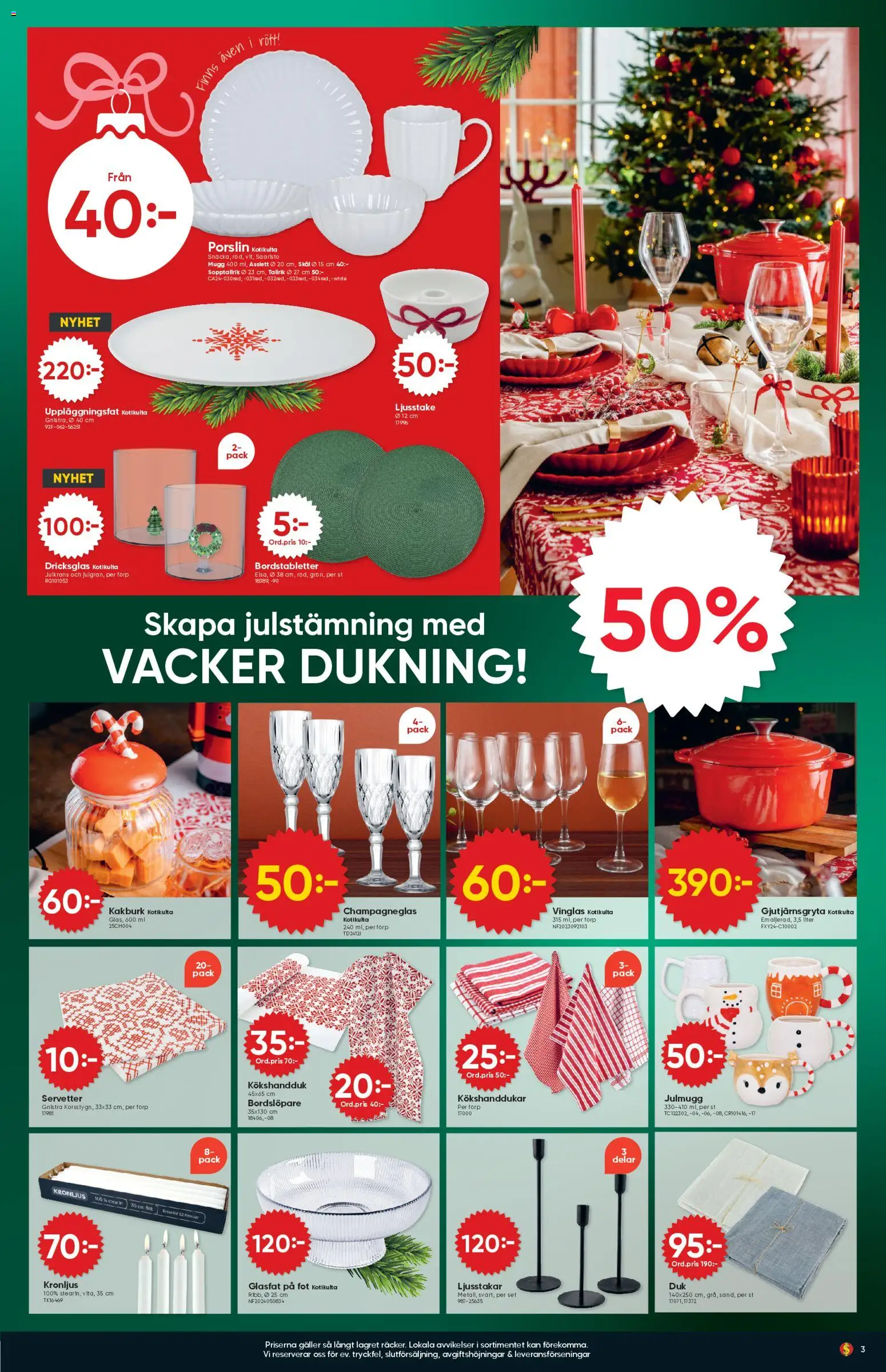 Dollar Store reklamblad aktuell från 08.12.2025 | Sida: 3 | Produkter: Galler, Set, Servetter