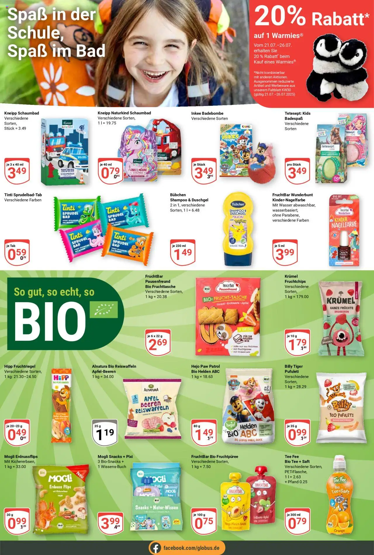 Globus Prospekt 	 - gültig ab dem 21.07.2025 | Seite: 19 | Produkte: Bad, Äpfel, Duschgel, Wasser