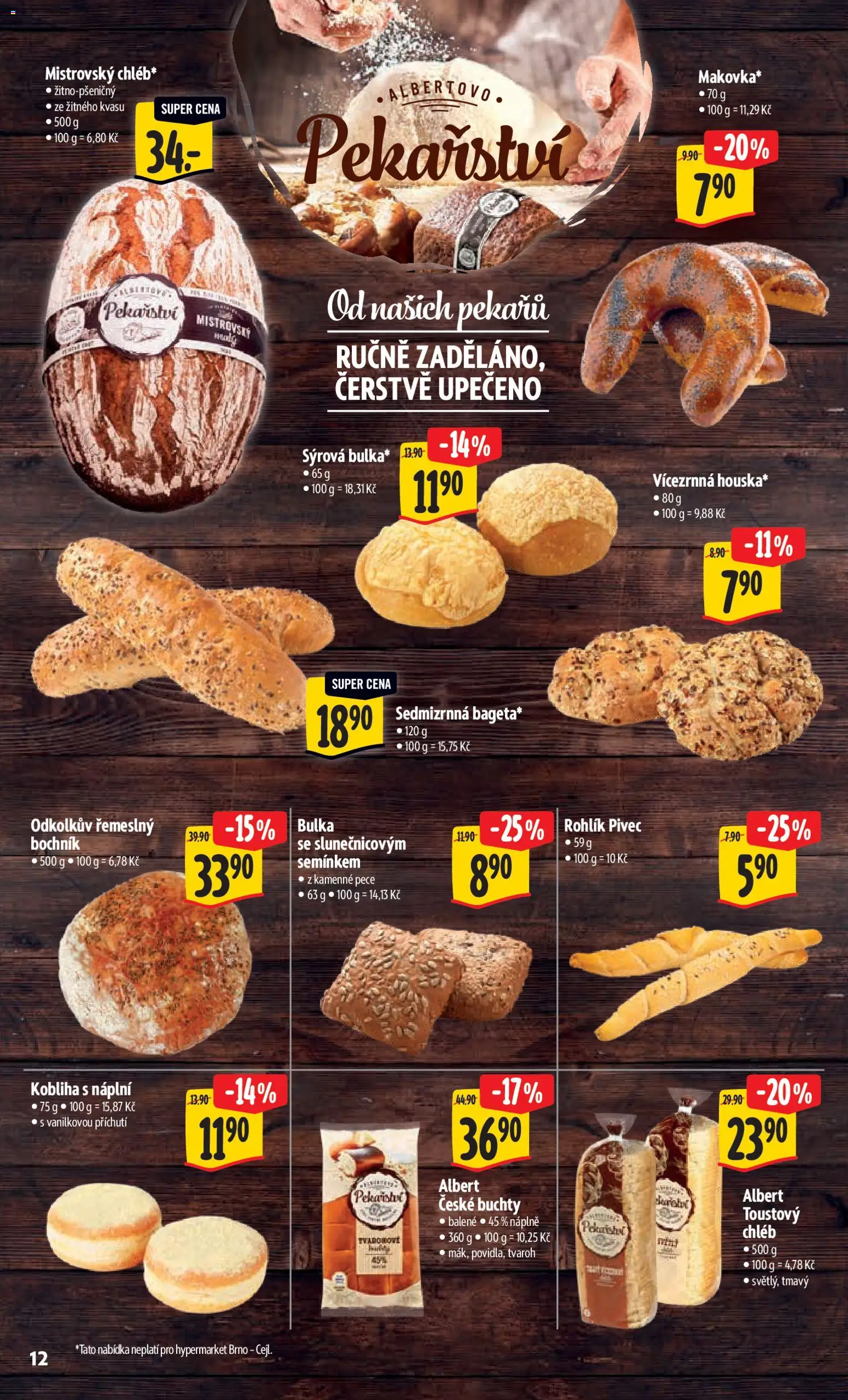 Albert leták - Hypermarket od 04.02.2026 | Strana: 20 | Produkty: Chléb, Rohlík, Tvaroh