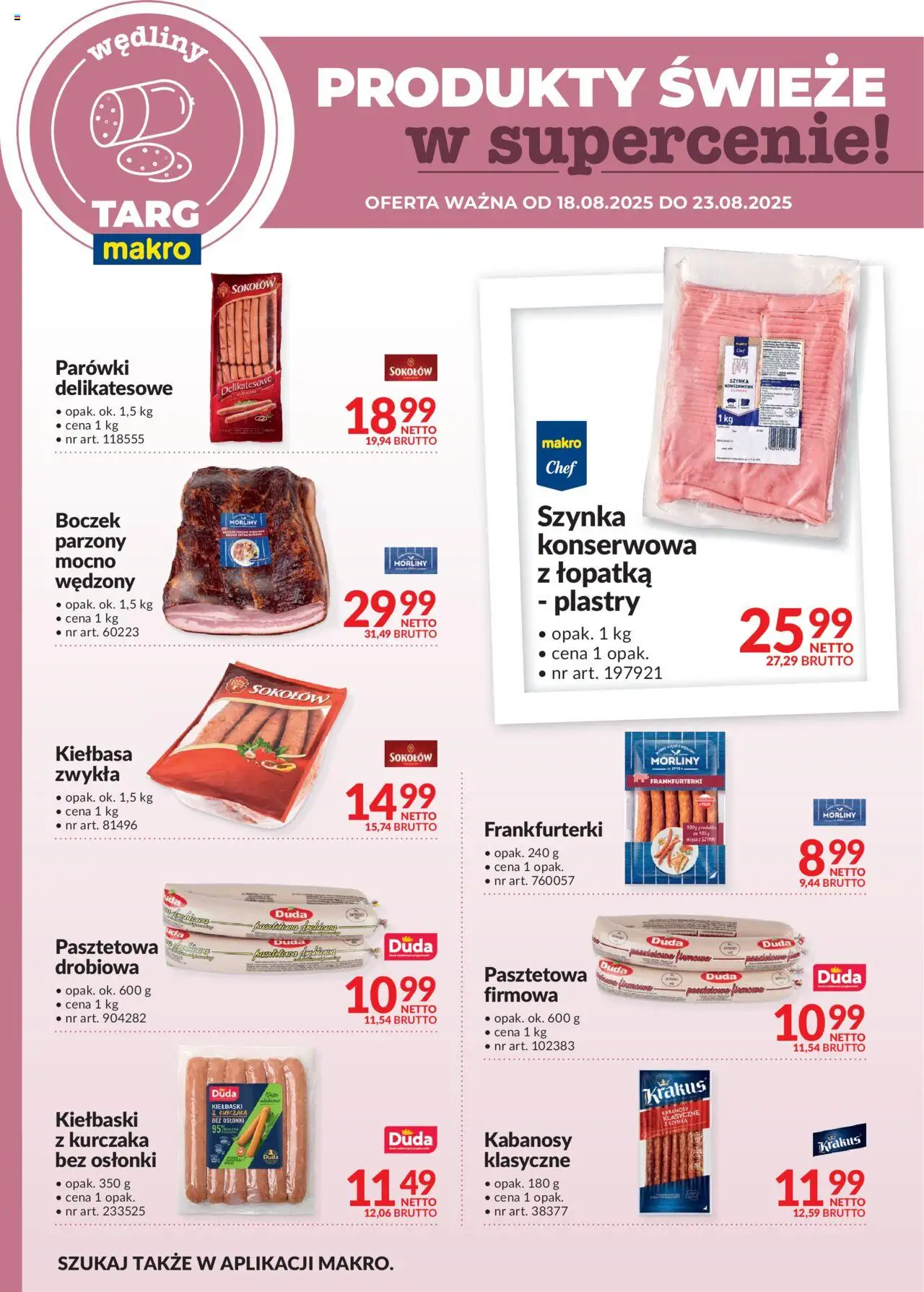 Makro Gazetka - Produkty świeże w supercenie od 18.08.2025 | Strona: 2 | Produkty: Frankfurterki, Kabanosy, Parówki, Kiełbaski
