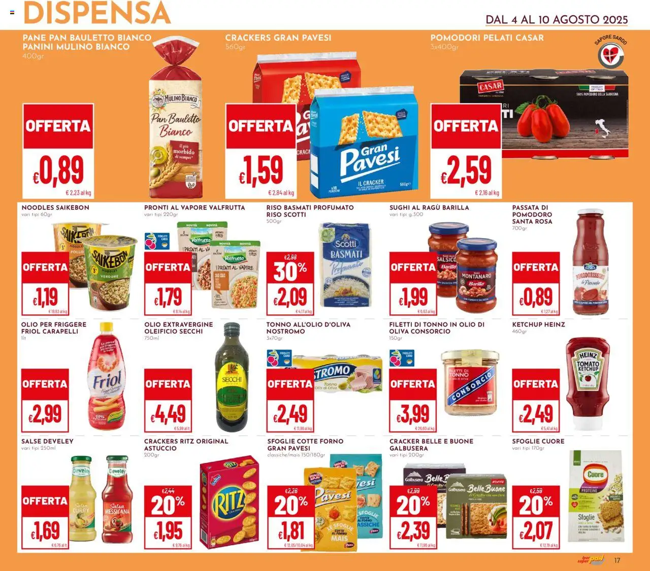 Volantino Pan del 04.08.2025 | Pagina: 17 | Prodotti: Pomodoro, Tonno, Astuccio, Olio per friggere