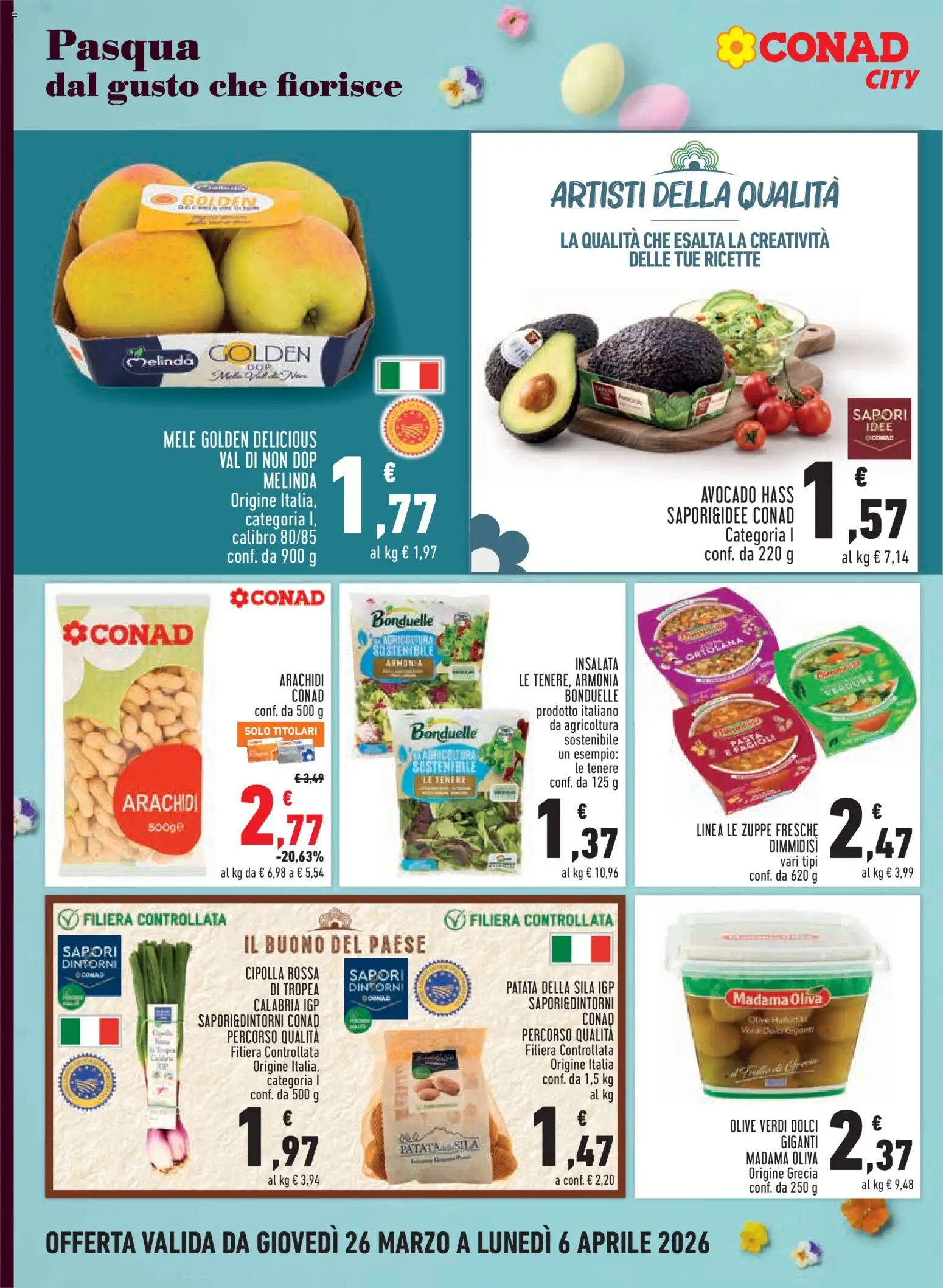 Volantino Conad del 26.03.2026 | Pagina: 4 | Prodotti: Insalata, Avocado, Verdure, Arachidi