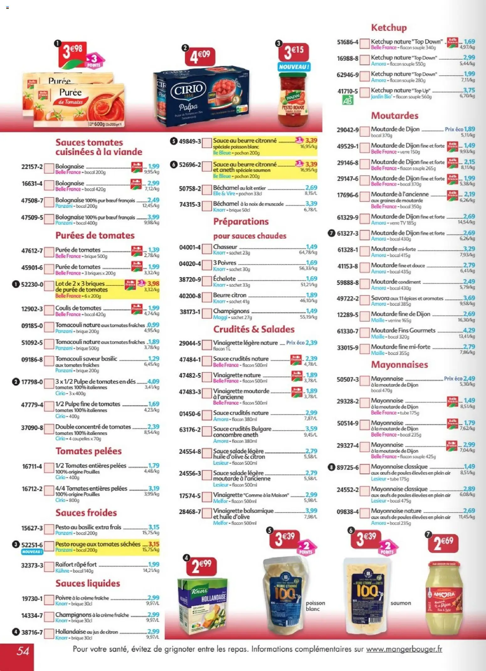 {H1} | Page: 54 | Produits: Mayonnaise, Viande, Jus, Crème fraiche