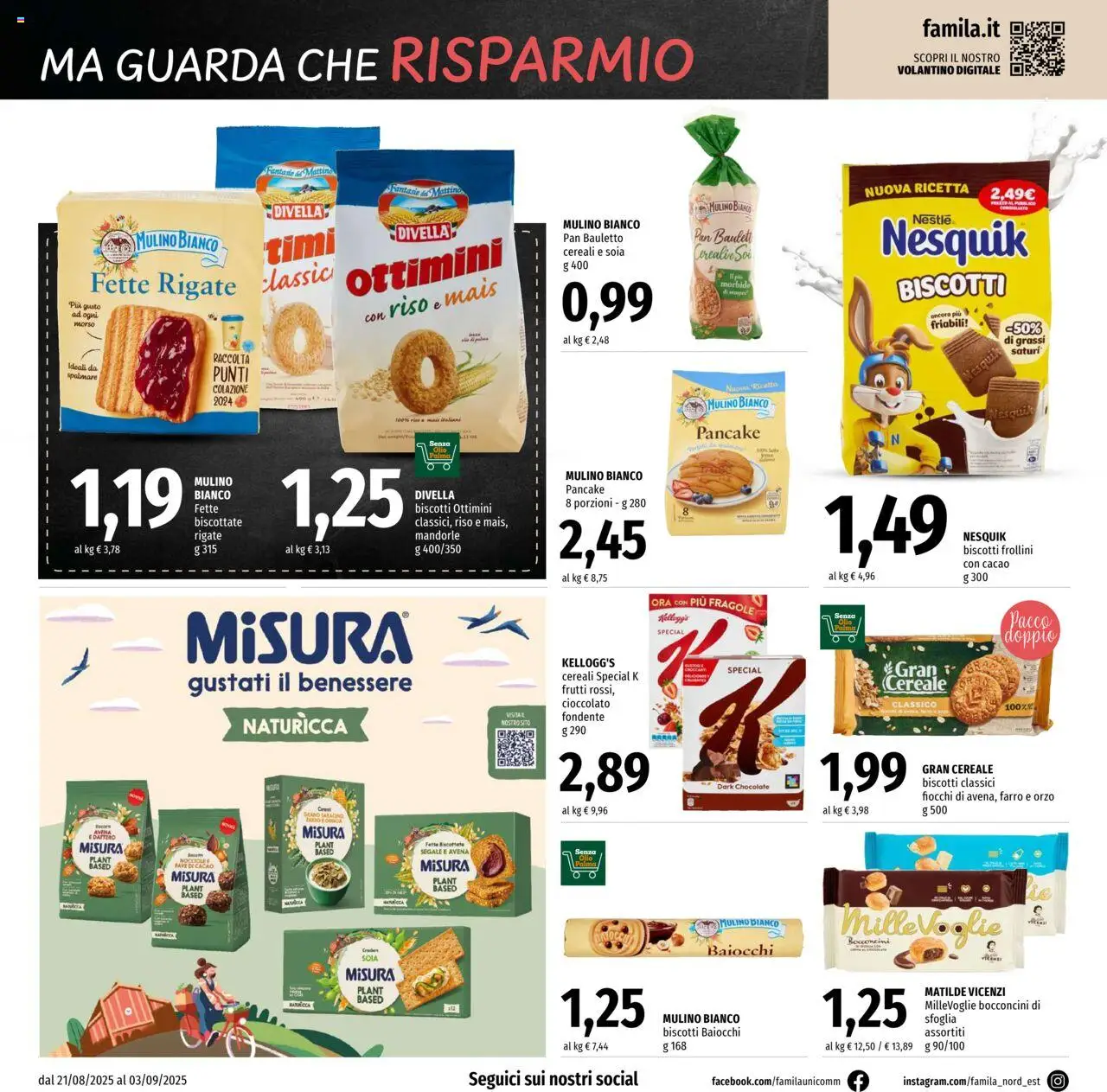 Volantino Famila del 21.08.2025 | Pagina: 12 | Prodotti: Riso, Fiocchi, Mandorle, Cacao