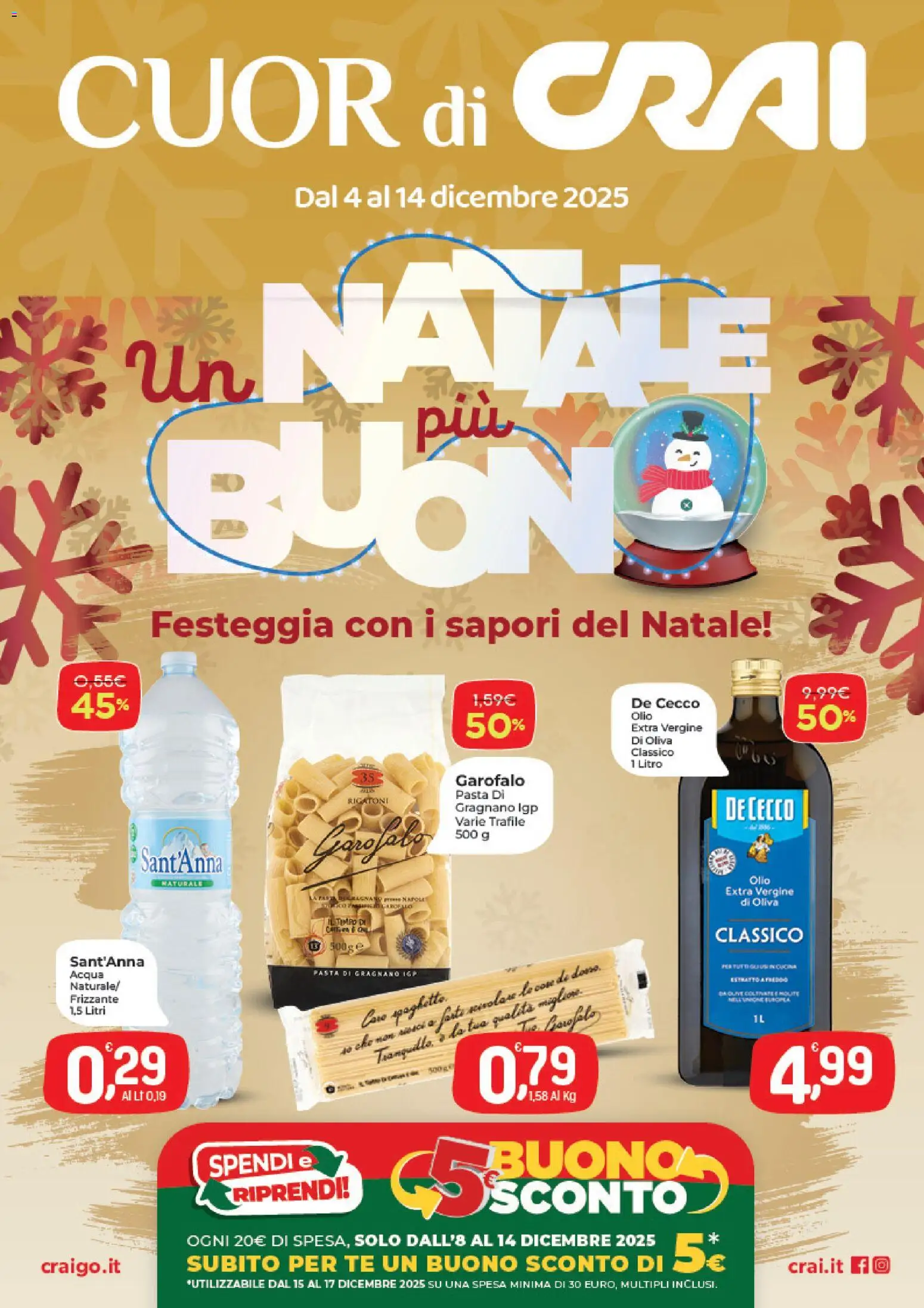 Volantino CRAI del 04.12.2025 | Pagina: 1 | Prodotti: Tè, Acqua, Olio, Pasta