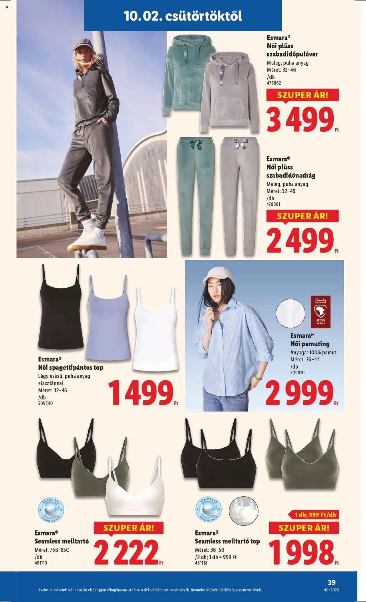 Lidl akciós ujság - amely érvényes a következő dátumtól: 02.10.2025 | Oldal: 39 | Termékek: Plüss, Melltartó