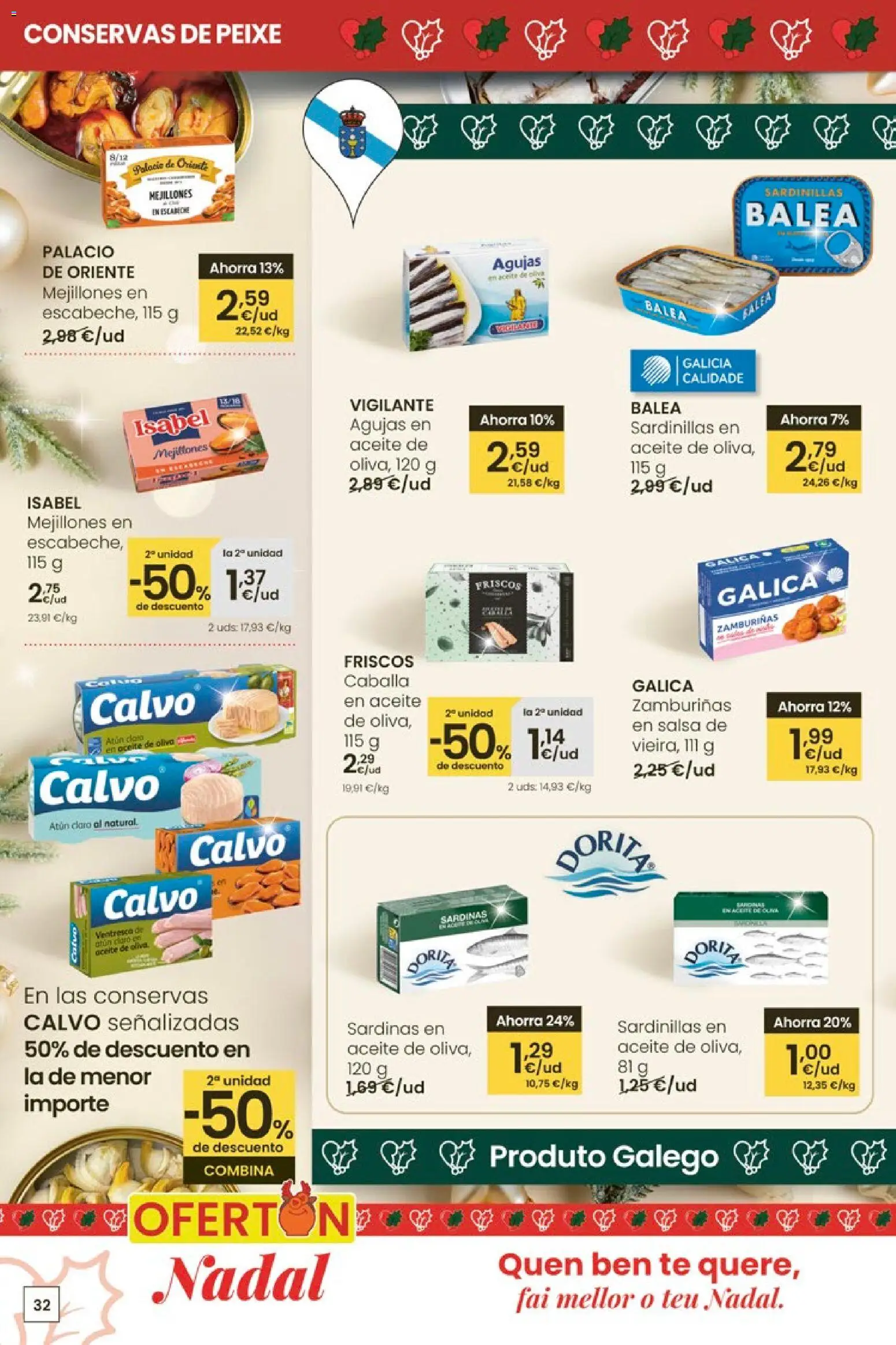 Eroski - Center │ válido desde el 27.11.2025 | Página: 32 | Productos: Sardinillas, Té, Aceite de oliva, Atún claro