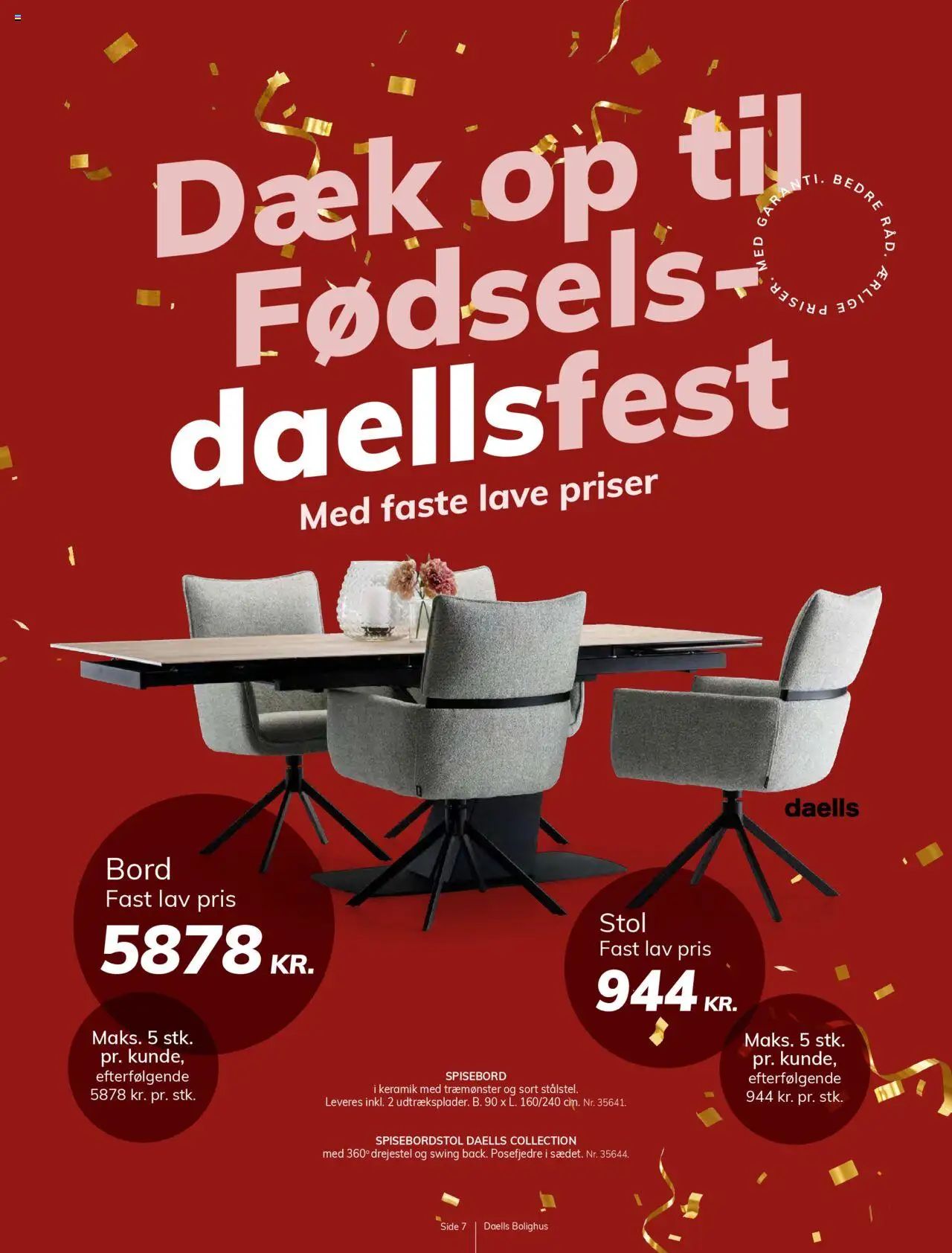 Daells Bolighus tilbudsavis – gyldig fra 24.09.2025 | Side: 7 | Produkter: Bord, Stol