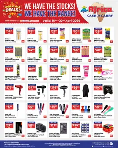 Africa Cash & Carry specials catalogue – valid from 16.04.2026 | Page: 21 | Products: Earrings, Dryer, Stock, Cutex