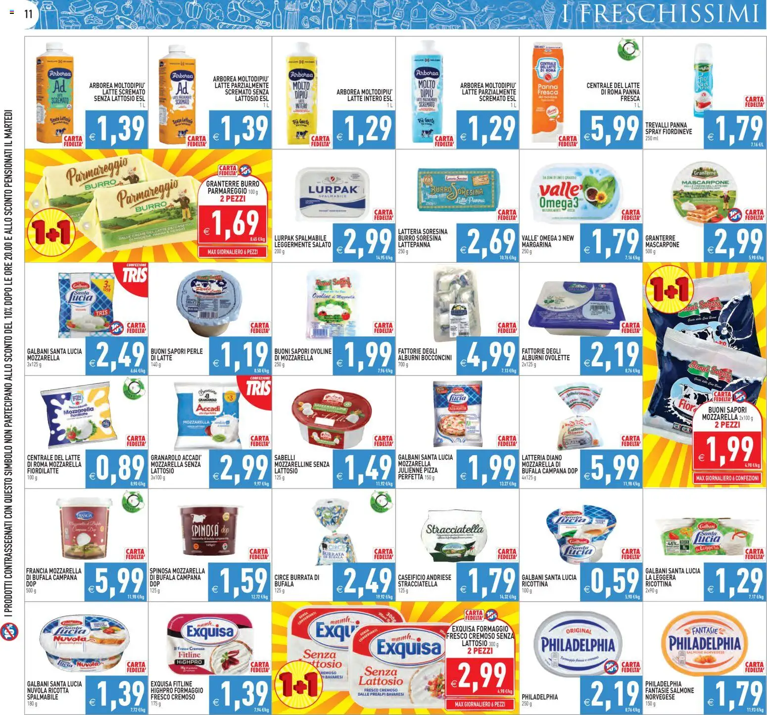 Volantino PIM Supermercati del 13.02.2026 | Pagina: 11 | Prodotti: Latte senza lattosio, Latte parzialmente scremato, Mascarpone, Stracciatella
