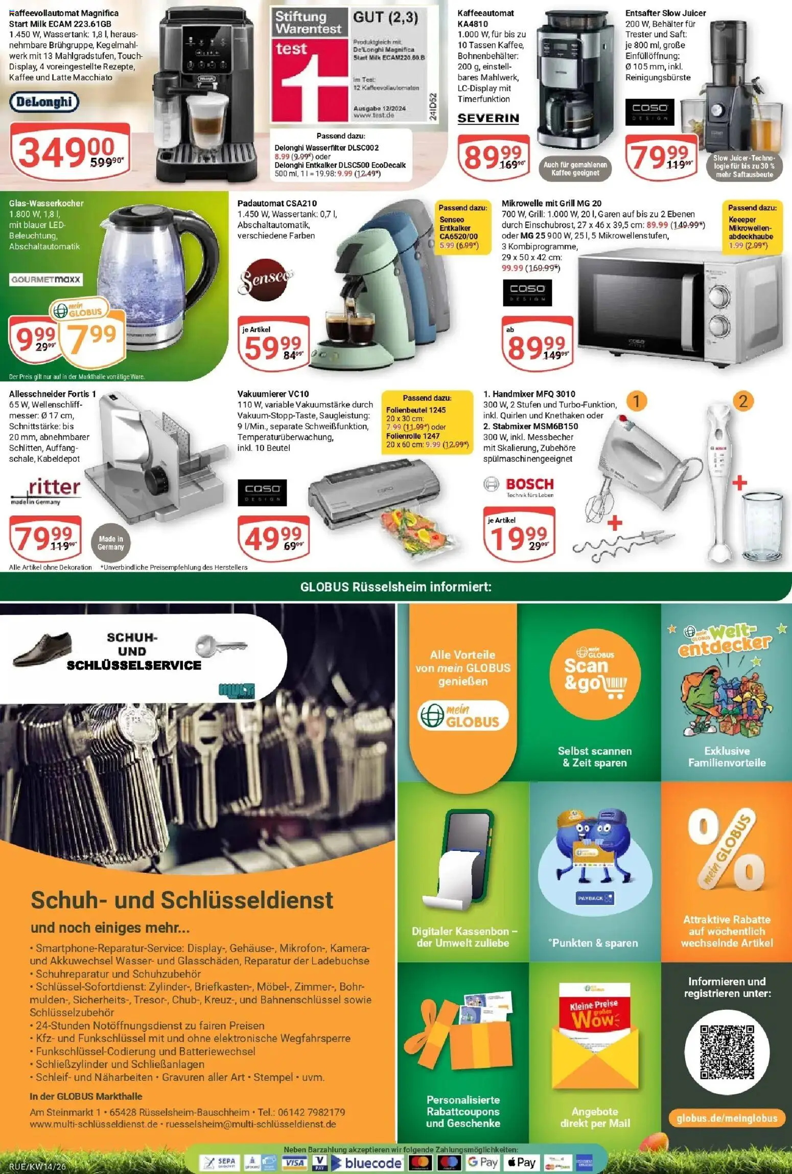 Globus prospekt Rüsselsheim	 – gültig ab 30.03.2026 | Seite: 26 | Produkte: Bosch, De Longhi, Handmixer, Saft