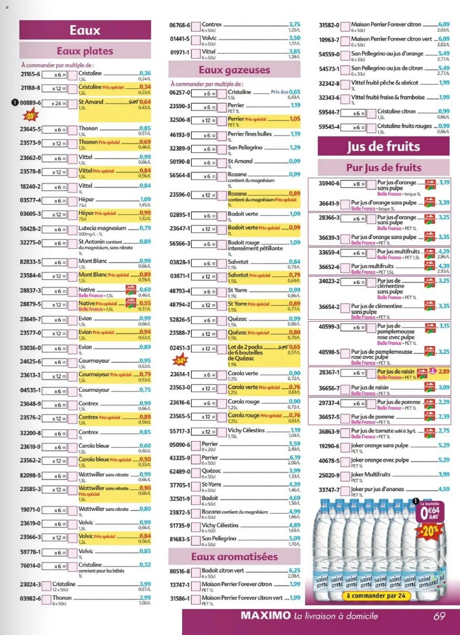 {H1} | Page: 69 | Produits: Citron, Citron vert, Badoit, Vittel