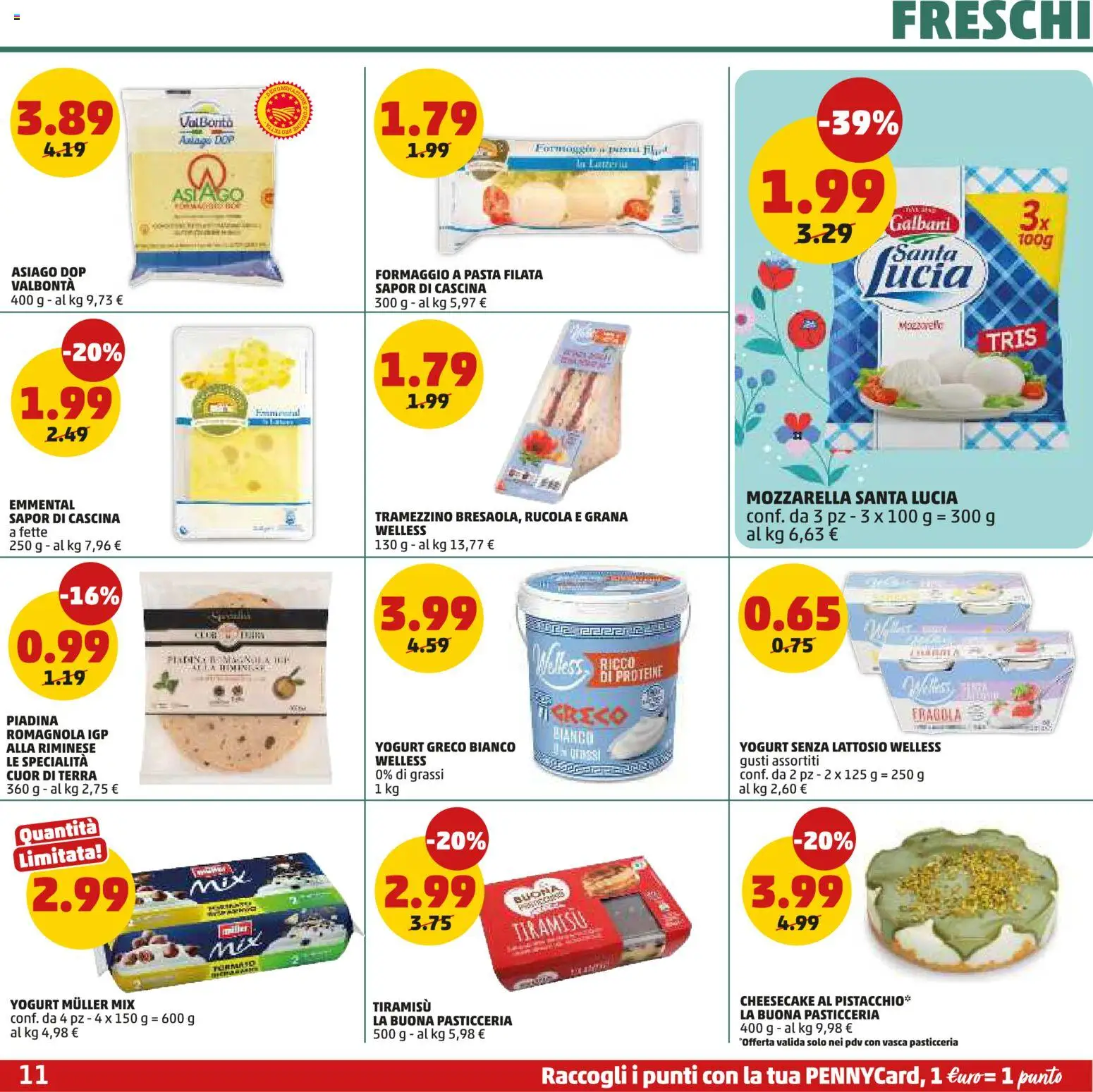 Volantino PENNY del 26.03.2026 | Pagina: 11 | Prodotti: Yogurt greco, Yogurt senza lattosio, Rucola, Mozzarella