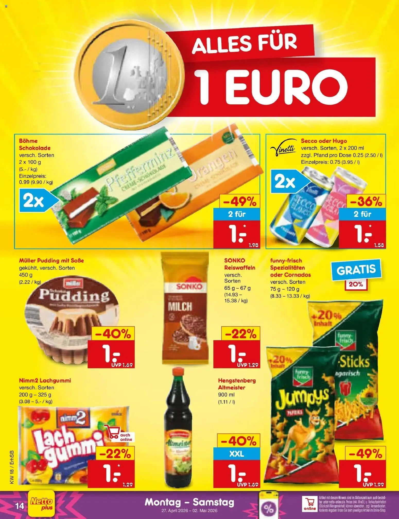 Netto Marken-Discount Prospekt München	 – gültig ab 27.04.2026 | Seite: 16 | Produkte: Milch, Schokolade, Soße, Hugo