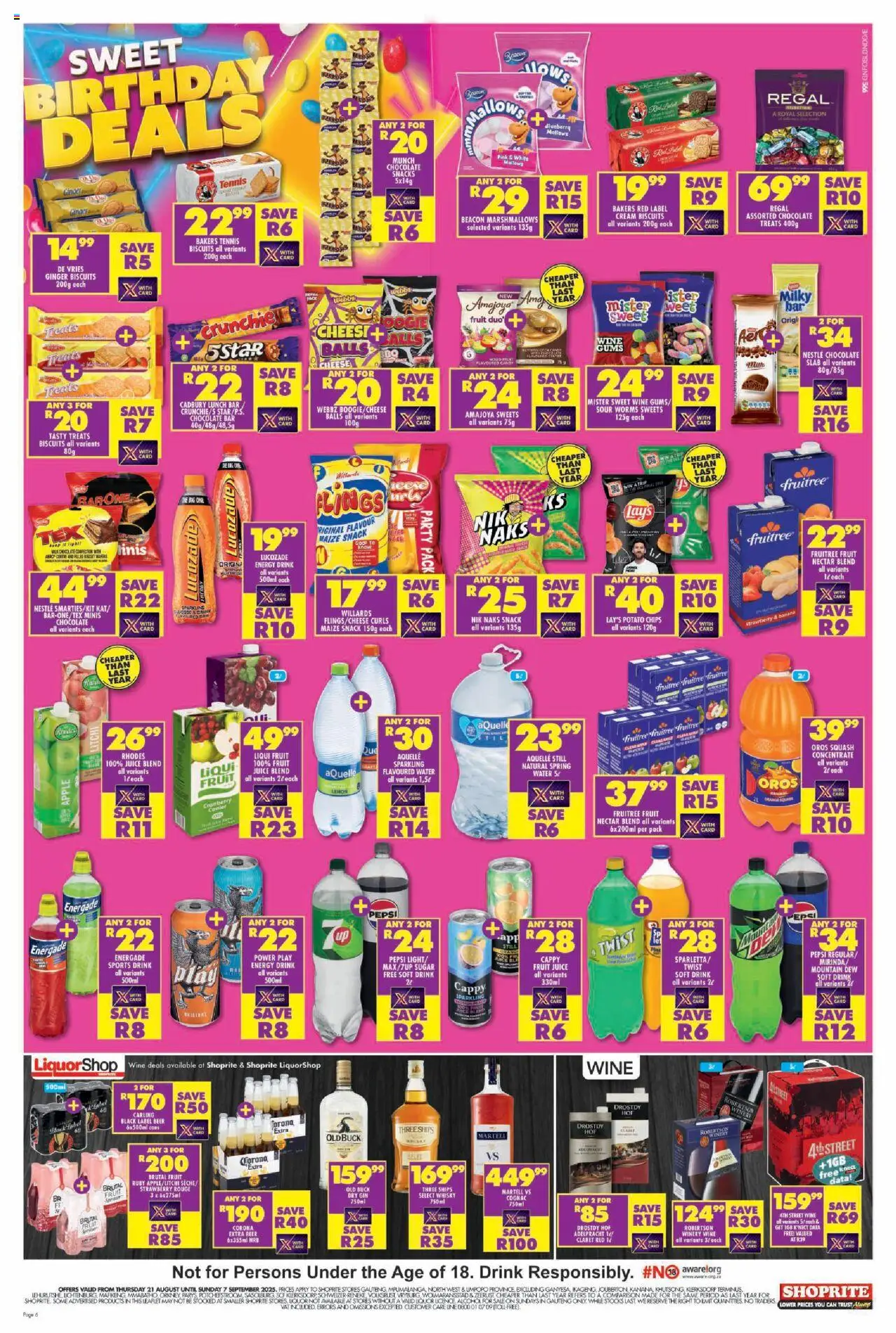 Shoprite Gauteng - Major Deals │ valid from 25.08.2025 | Page: 6 | Products: Squash, Water, Lemon, Ensalada de quino