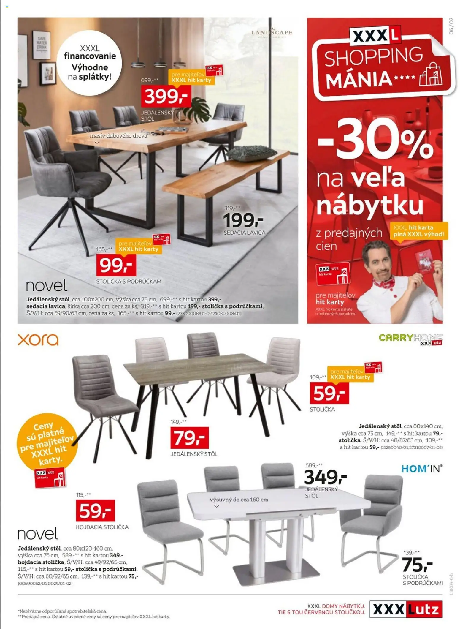 Nové XXXLutz akcie – leták je platný od 20.04.2026 | Strana: 7 | Produkty: Jedálenský stôl, Stôl, Lavica, Stolička