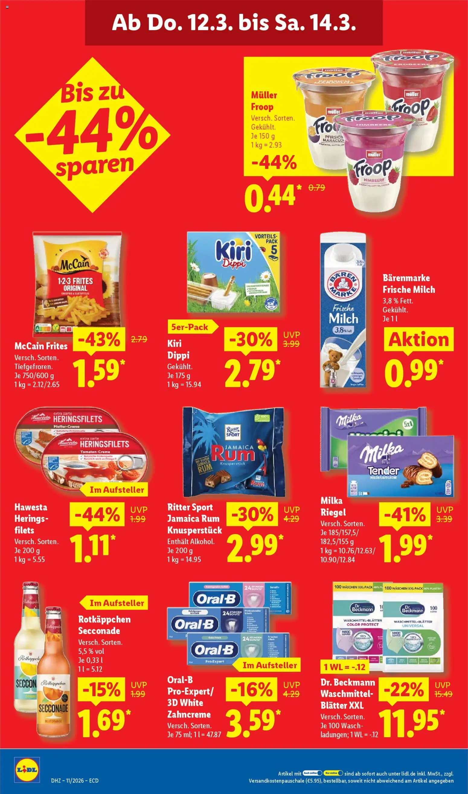 Lidl Prospekt – gültig ab 09.03.2026 | Seite: 66 | Produkte: Rum, Milka, Pfirsich, Rotkäppchen
