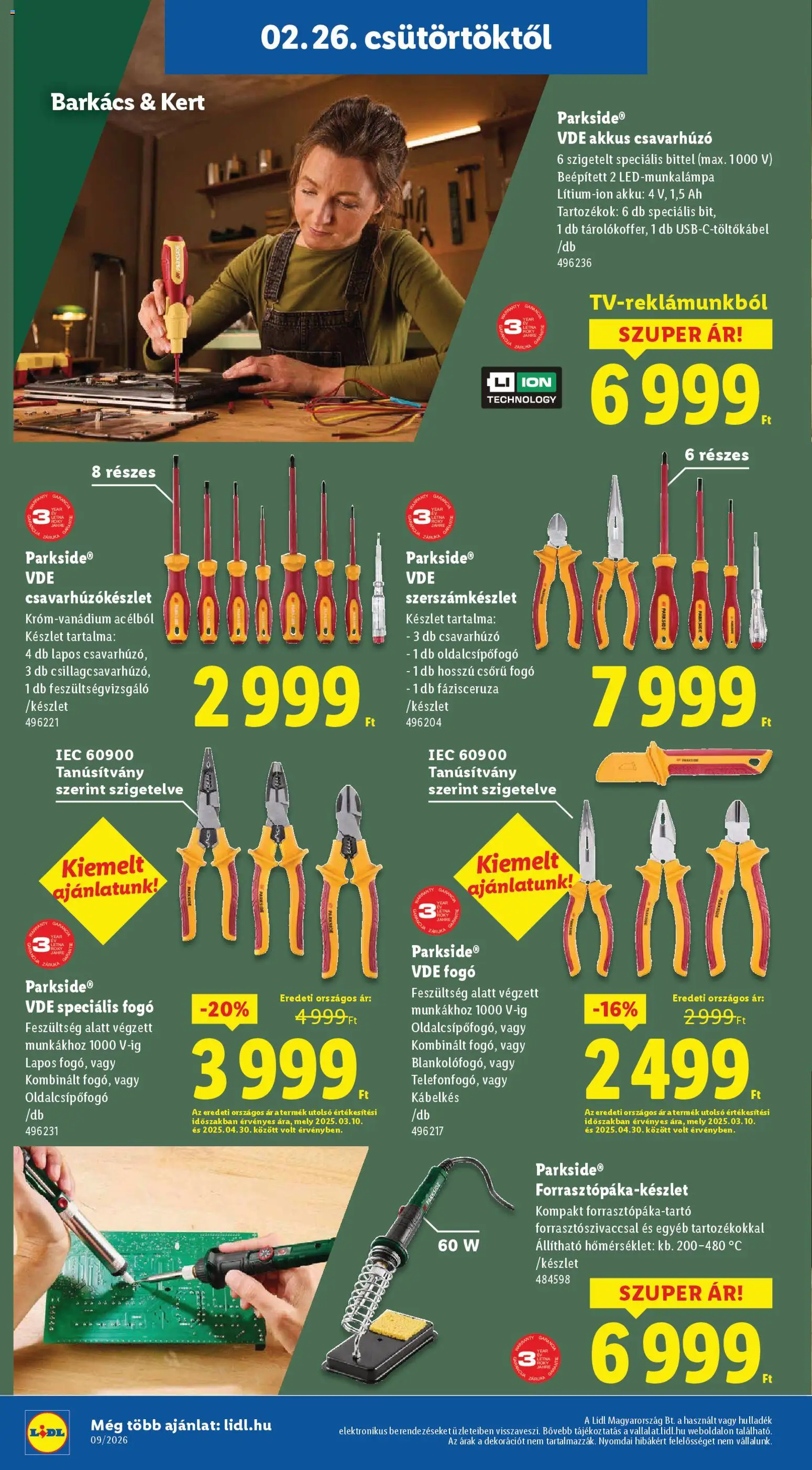 Lidl akciós ujság - amely érvényes a következő dátumtól: 26.02.2026 | Oldal: 36 | Termékek: Parkside, Csavarhúzó