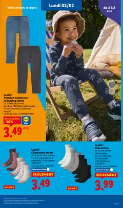 LIDL - Prévisualisation de Lupilu® Chaussettes enfant, Du 19 au 30, selon modèle. Ex. 87% coton (bio), 12% polyamide, 1% élasthanne (CREORATM). Le lot au choix. n°520466 valide à partir de 29.01.2026 | Page: 57