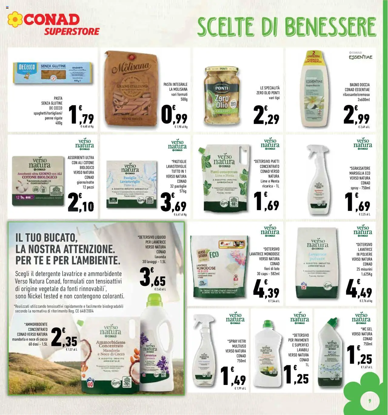 Volantino Conad del 08.10.2025 | Pagina: 9 | Prodotti: Pasta senza glutine, Ammorbidente, Tè, Carciofi
