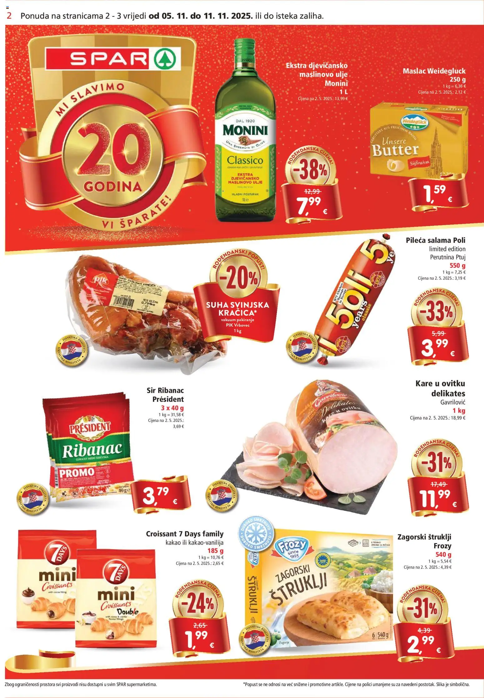 Spar katalog | vrijedi od 05.11.2025 | Stranica: 2 | Proizvodi: Sir, Perutnina Ptuj, Pik Vrbovec, Kakao