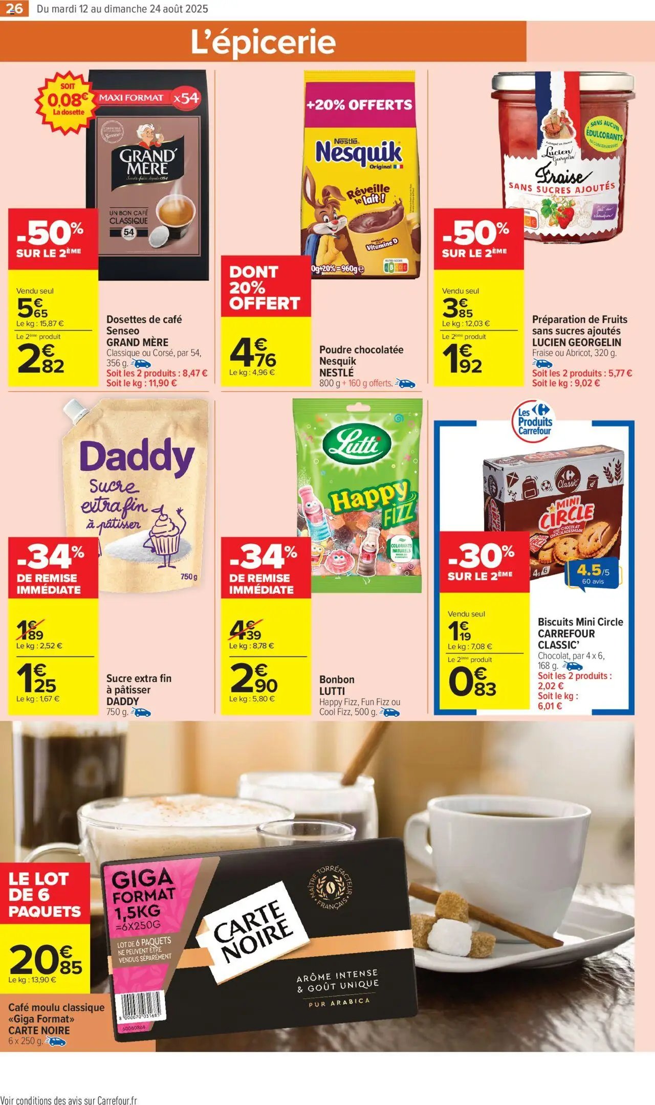  | Page: 28 | Produits: Café moulu classique, Lait, Café, Biscuits