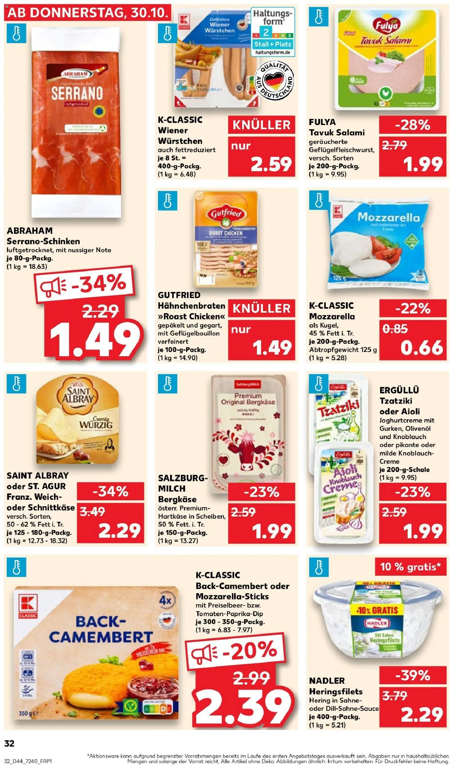 Kaufland prospekt Siegen	 – gültig ab 30.10.2025 | Seite: 32 | Produkte: Wiener wurstchen, Milch, Olivenol, Knoblauch