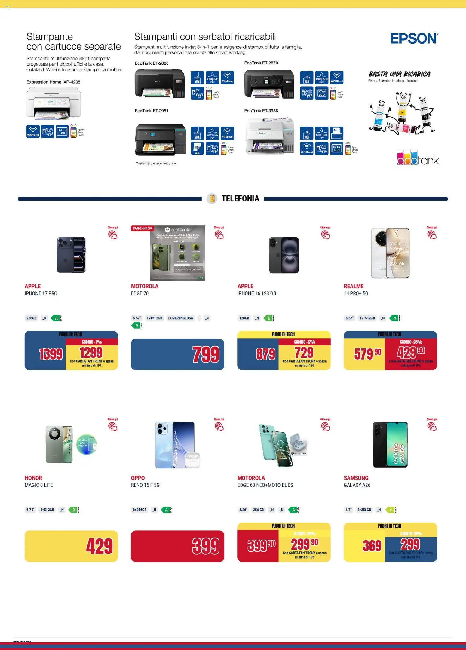 Volantino Trony del 19.02.2026 | Pagina: 8 | Prodotti: Pane, Stampante, Fan, Samsung