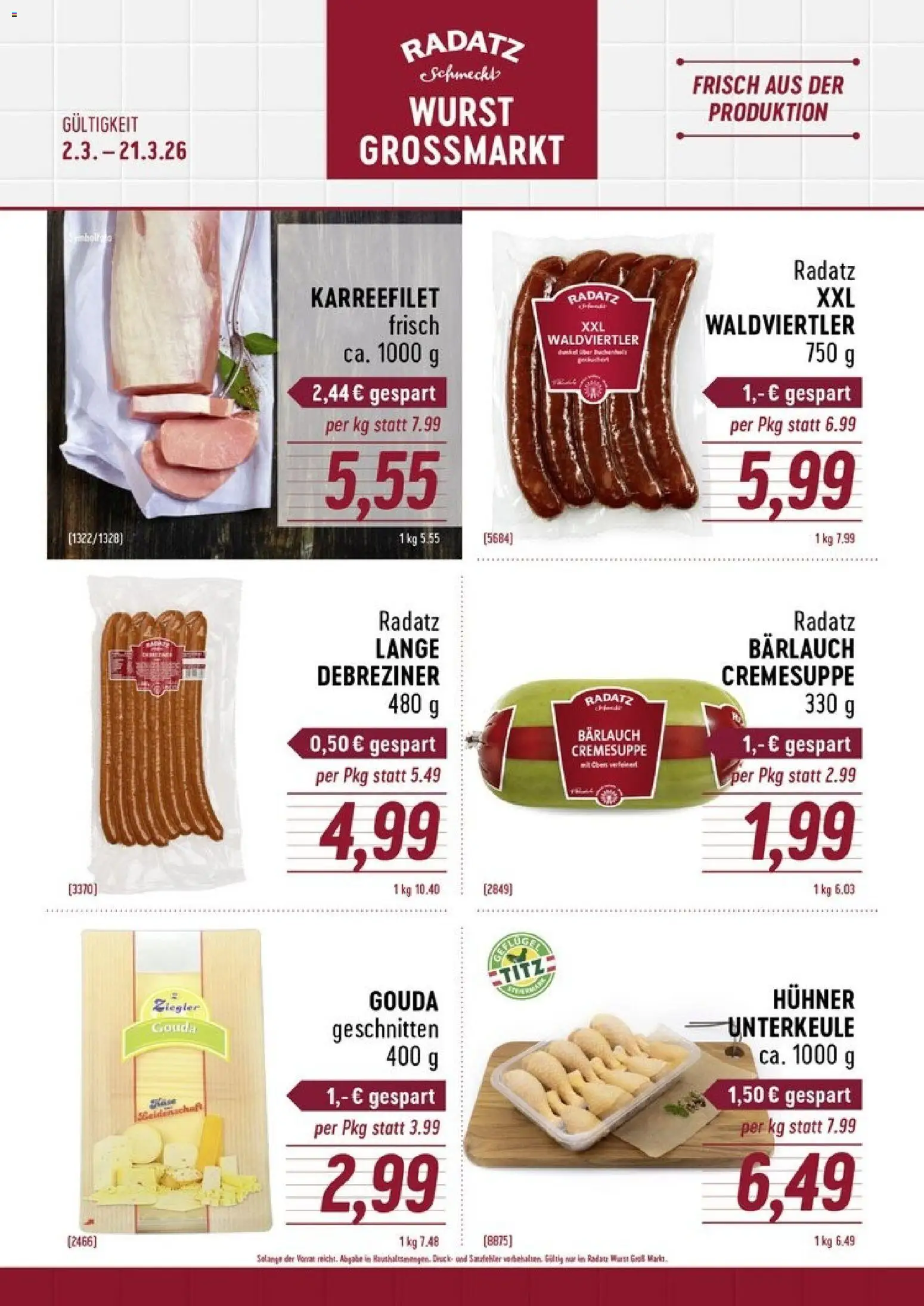 Radatz Flugblatt gültig ab 02.03.2026 | Seite: 1 | Produkte: Wurst