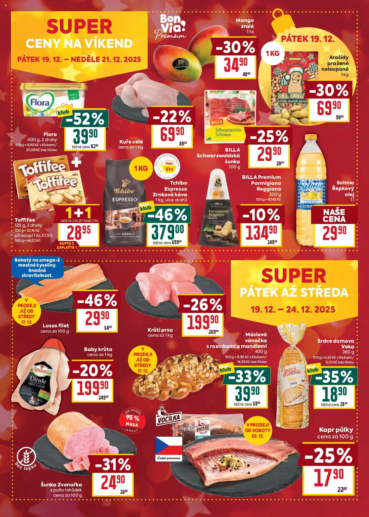 Billa Malý leták od 17.12.2025 | Strana: 4 | Produkty: Šunka, Tchibo, Losos Filet, Flora