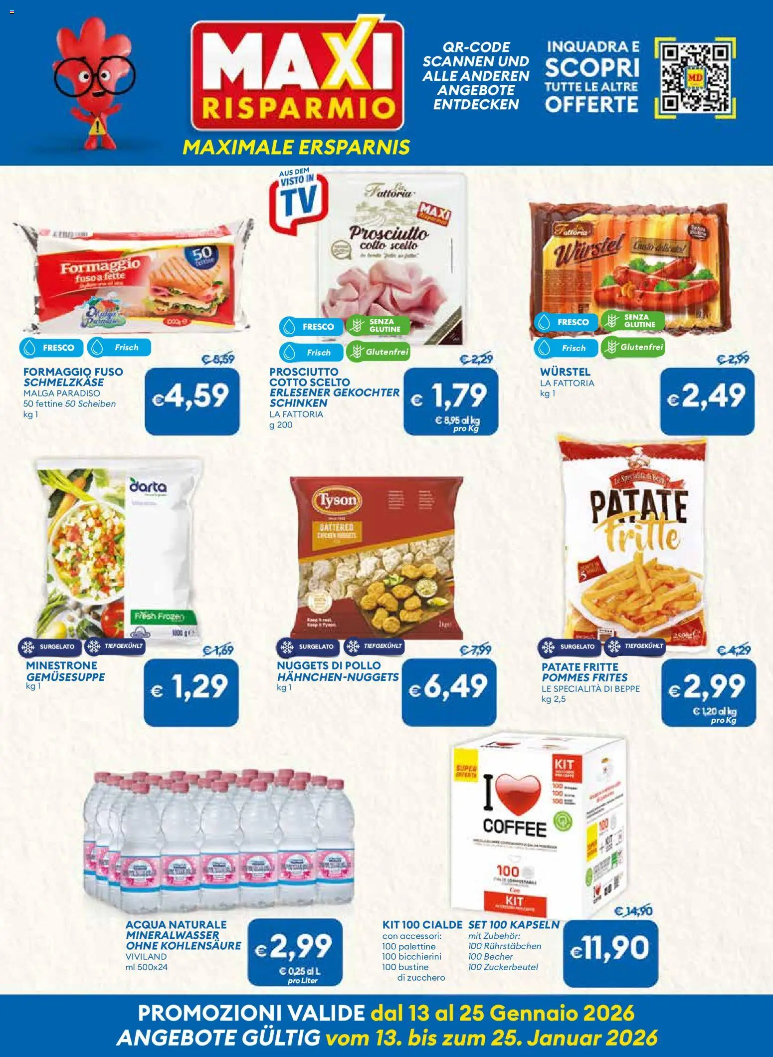 Volantino MD Discount del 13.01.2026 | Pagina: 3 | Prodotti: Minestrone, Pollo, Prosciutto, Acqua naturale