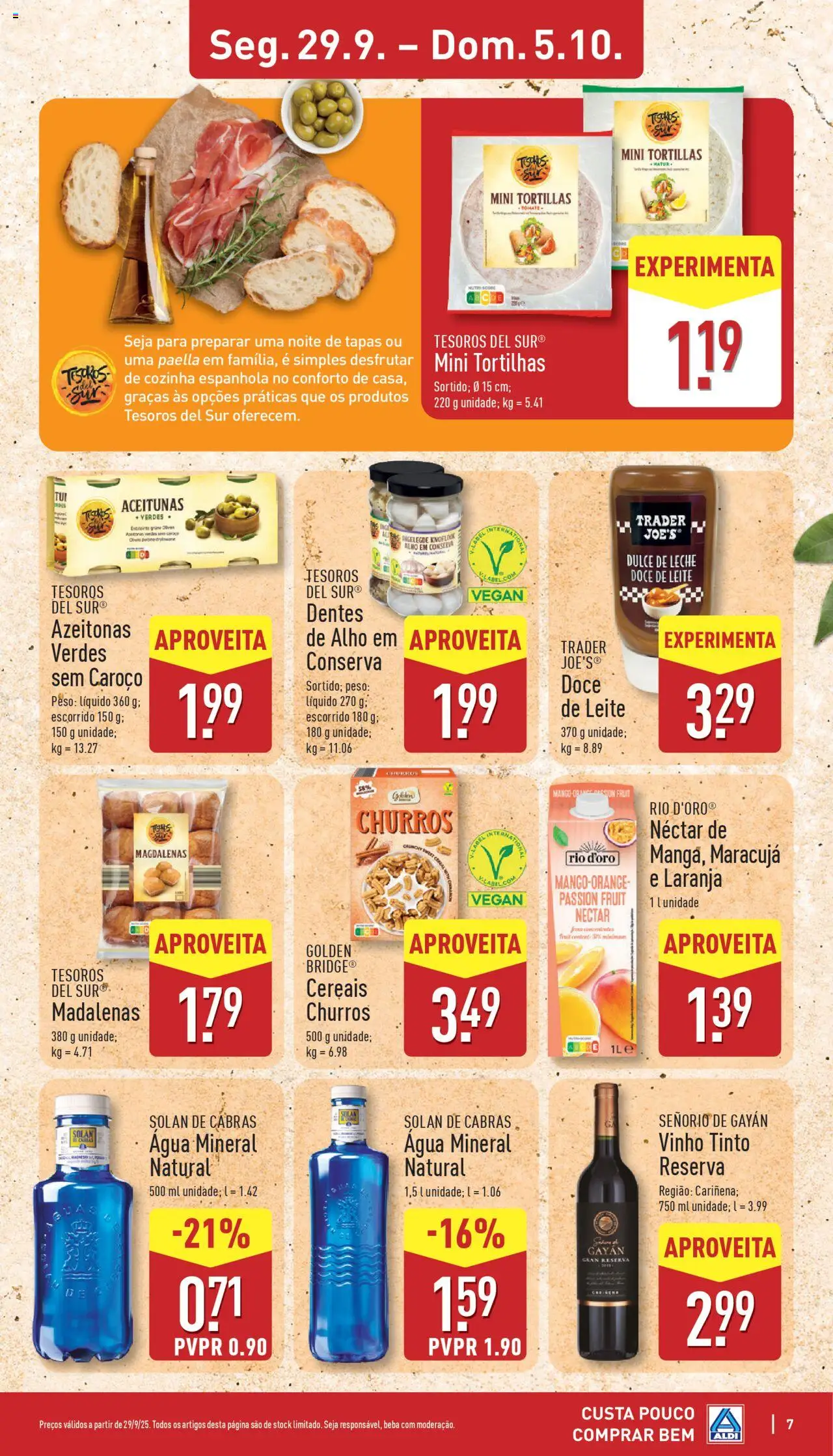 Aldi folheto │ válido de 29.09.2025 | Página: 7 | Produtos: Agua, Azeitonas, Leite, Vinho tinto