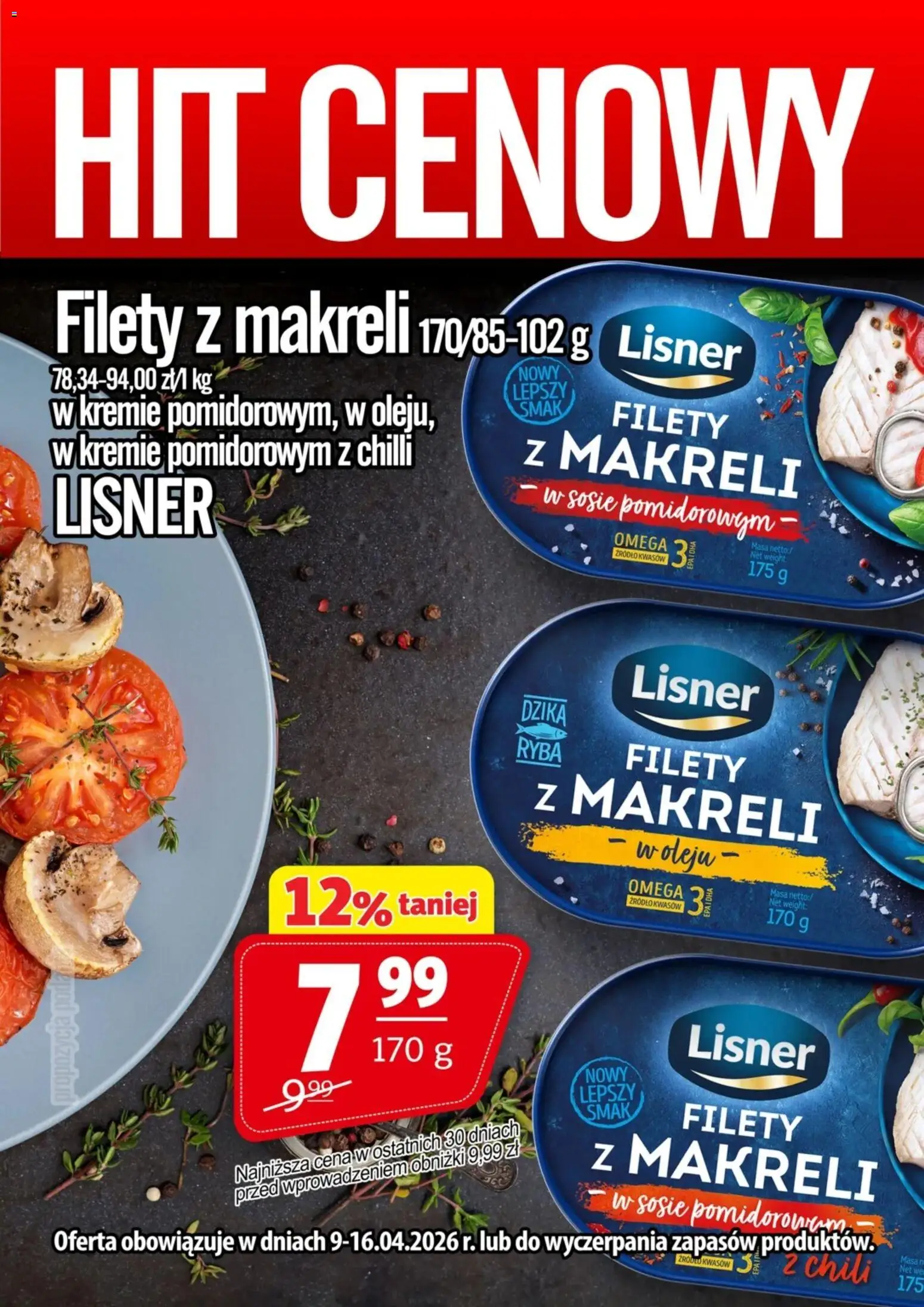 Prim Market promocja - Filety Z Makreli Lisner od 09.04.2026 | Strona: 1 | Produkty: Chili, Ryba