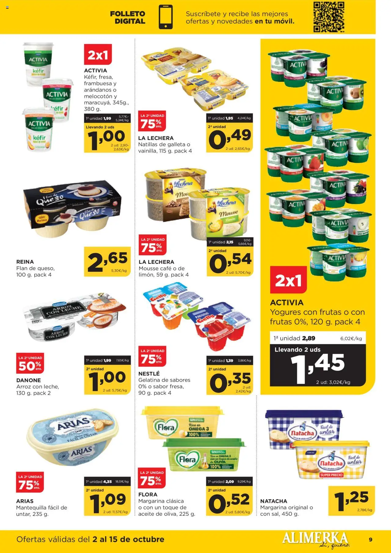 Alimerka folleto Castilla y León │ válido desde el 02.10.2025 | Página: 9 | Productos: Leche, Queso, Arroz, Συσκευή ροής