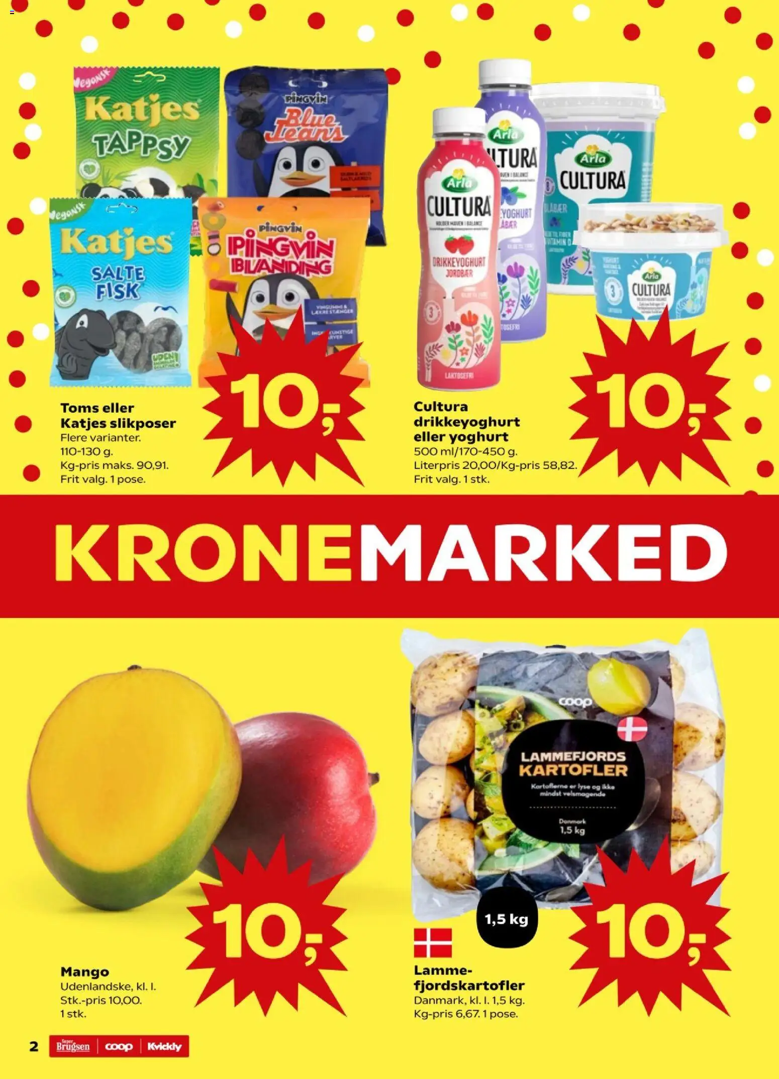 Kvickly tilbudsavis – gyldig fra 23.01.2026 | Side: 2 | Produkter: Mango, Jordbær, Kartofler, Drikkeyoghurt